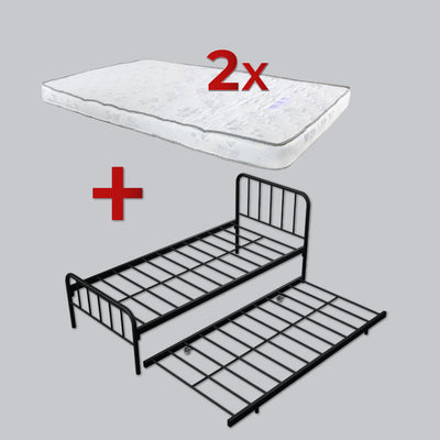 [COMBO Bedframe+Mattress]- Day Bed/Trundle/Pull Out/Single/Metal Bedframe + Purefoam Mattress-3FT