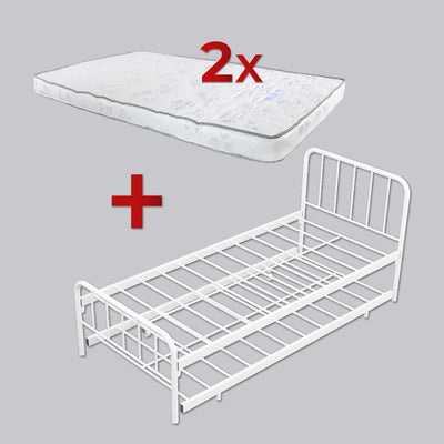 [COMBO Bedframe+Mattress]- Day Bed/Trundle/Pull Out/Single/Metal Bedframe + Purefoam Mattress-3FT