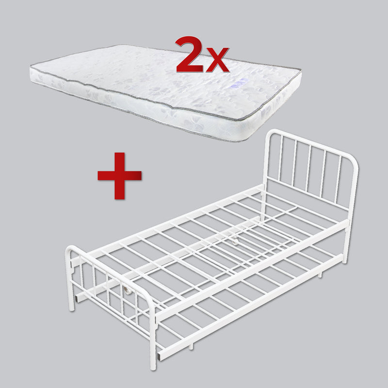 [COMBO Bedframe+Mattress]- Day Bed/Trundle/Pull Out/Single/Metal Bedframe + Purefoam Mattress-3FT