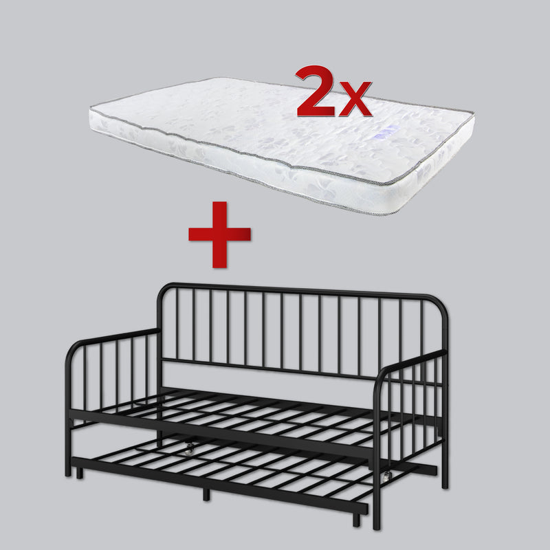 [COMBO Bedframe+Mattress]- Day Bed/Trundle/Pull Out/Single/Metal Bedframe + Purefoam Mattress-3FT