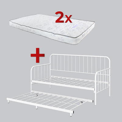 [COMBO Bedframe+Mattress]- Day Bed/Trundle/Pull Out/Single/Metal Bedframe + Purefoam Mattress-3FT