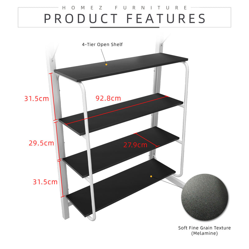 Loft Bed Frame Study Table & Book Shelves - Single - 3VAH904/BB8100