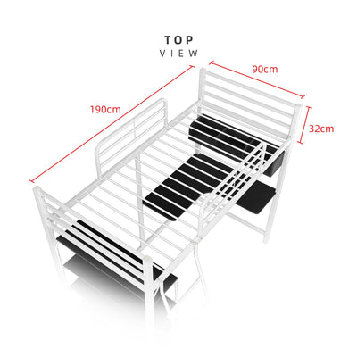 Loft Bed Frame Study Table & Book Shelves - Single - 3VAH904/BB8100