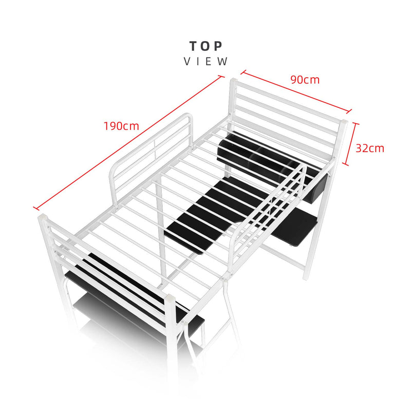 Loft Bed Frame Study Table & Book Shelves - Single - 3VAH904/BB8100