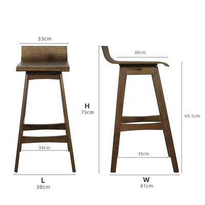 BAR/PUB/CAFE/STOOL With Modern Wooden Texture PU Leather Bar Stool with Solid Wood Legs - 204/MELON