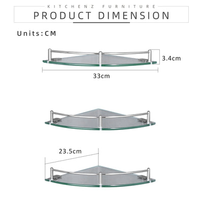 Bathroom Corner Glass Shelf 3 Tier - HMZ-BRGS-LY8803