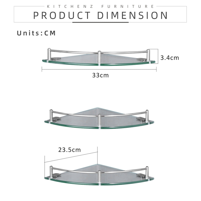 Bathroom Corner Glass Shelf 3 Tier - HMZ-BRGS-LY8803