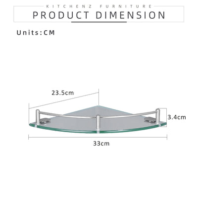 Bathroom Corner Glass Shelf 1 Tier - HMZ-BRGS-LY8801