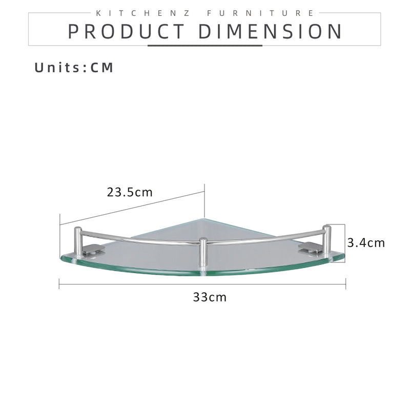 Bathroom Corner Glass Shelf 1 Tier - HMZ-BRGS-LY8801