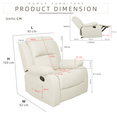 (Free Installation) 3FT 1 Seater Fabric/TPU Recliner Sofa / Grey/Brown/Blue/Clay/Cream - HMZ-FN-522/523/545