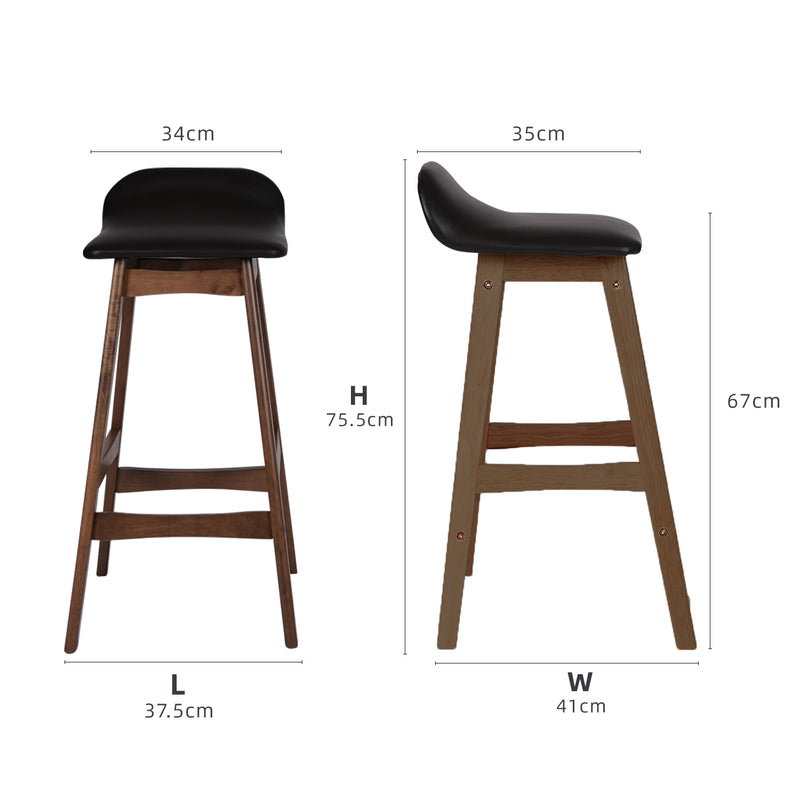 BAR/PUB/CAFE/STOOL With Modern Wooden Texture PU Leather Bar Stool with Solid Wood Legs - 204/MELON