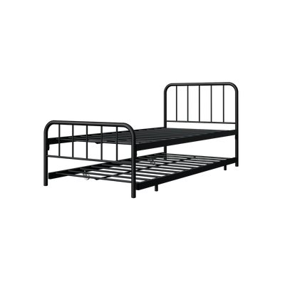 6.4FT Day Bed / Pull Out Trundle Bed Frame Single Powder Coat Metal Black White-0045/0046/0115