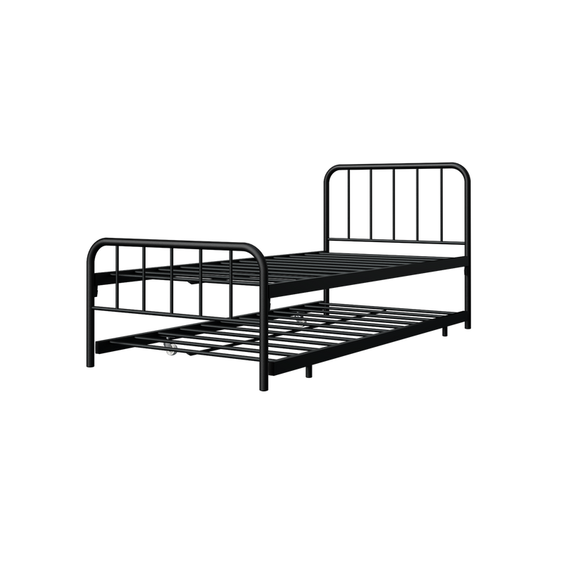 6.4FT Day Bed / Pull Out Trundle Bed Frame Single Powder Coat Metal Black White-0045/0046/0115