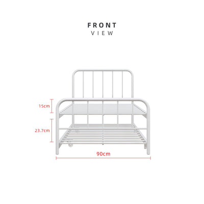 6.4FT Day Bed / Pull Out Trundle Bed Frame Single Powder Coat Metal Black White-0045/0046/0115