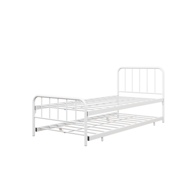 6.4FT Day Bed / Pull Out Trundle Bed Frame Single Powder Coat Metal Black White-0045/0046/0115