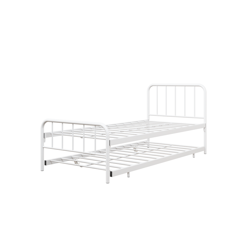 6.4FT Day Bed / Pull Out Trundle Bed Frame Single Powder Coat Metal Black White-0045/0046/0115