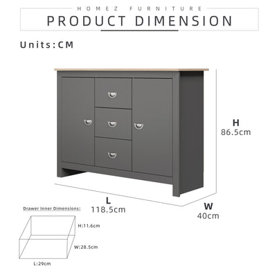 [Free Installation] 4FT Grayson Series Display Cabinet with 3 Drawers & 2 Storage Cabinet Living Metal Handle - G7717