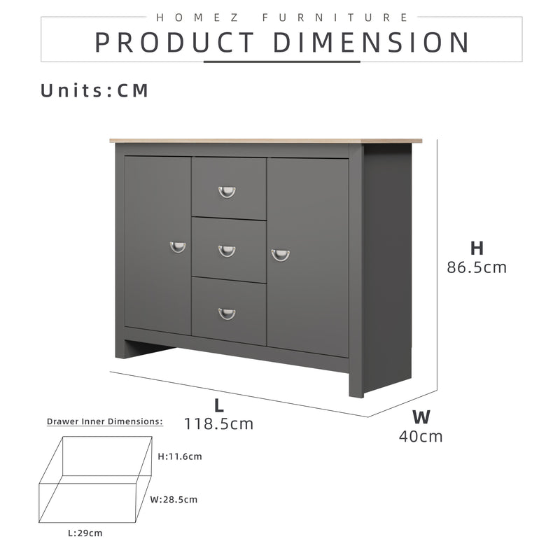 [Free Installation] 4FT Grayson Series Display Cabinet with 3 Drawers & 2 Storage Cabinet Living Metal Handle - G7717