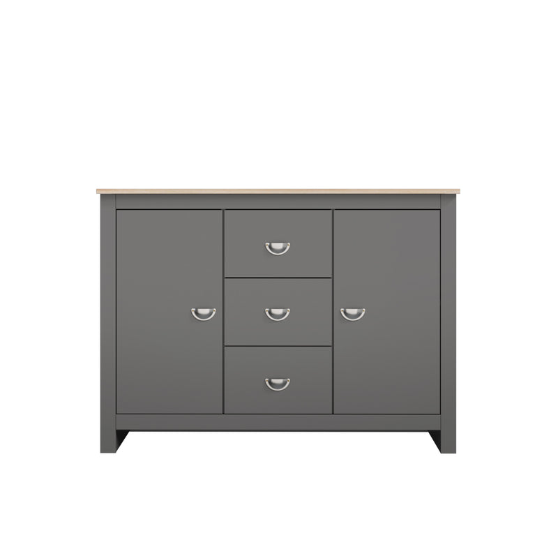 [Free Installation] 4FT Grayson Series Display Cabinet with 3 Drawers & 2 Storage Cabinet Living Metal Handle - G7717