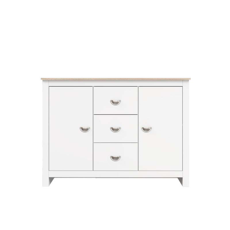 [Free Installation] 4FT Grayson Series Display Cabinet with 3 Drawers & 2 Storage Cabinet Living Metal Handle - G7717