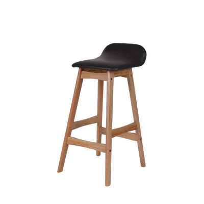 BAR/PUB/CAFE/STOOL With Modern Wooden Texture PU Leather Bar Stool with Solid Wood Legs - 204/MELON