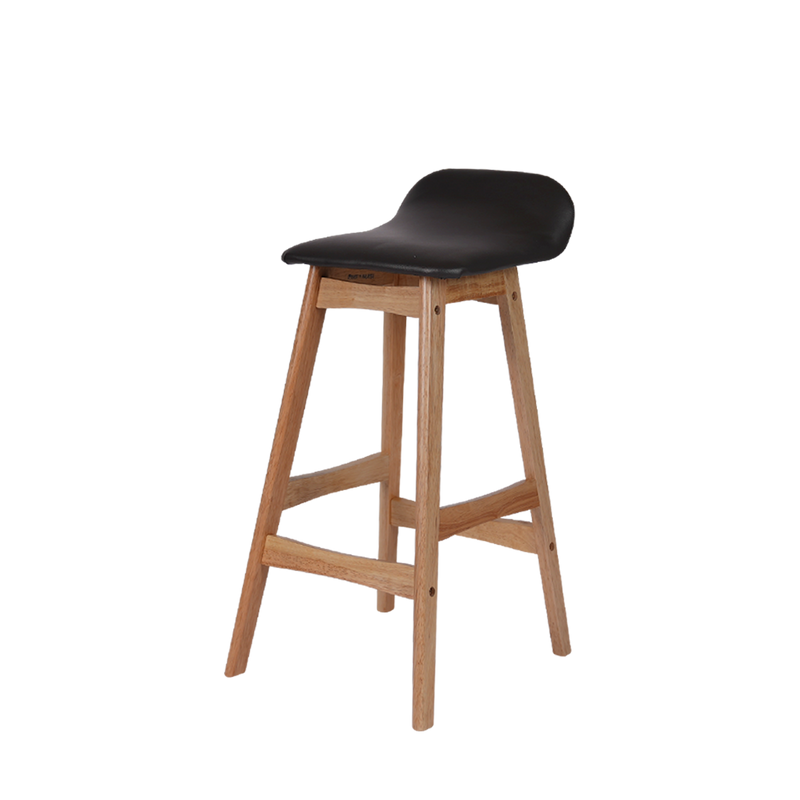 BAR/PUB/CAFE/STOOL With Modern Wooden Texture PU Leather Bar Stool with Solid Wood Legs - 204/MELON