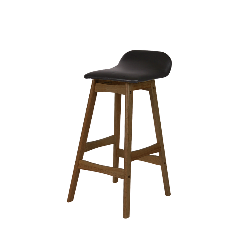 BAR/PUB/CAFE/STOOL With Modern Wooden Texture PU Leather Bar Stool with Solid Wood Legs - 204/MELON