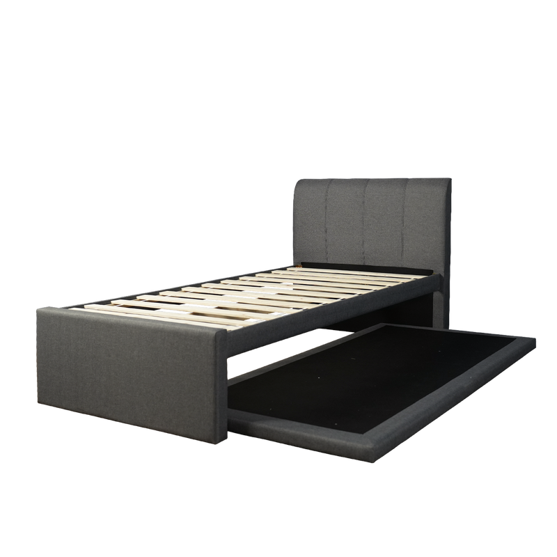3.3FT Divan Single Size Bed Frame Pull Out Bed Single Headboard Linen Fabric Bed Frame - DV012S/DV3363