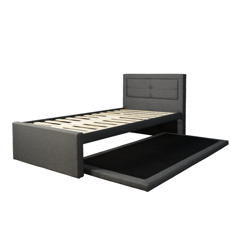 3.3FT Divan Single Size Bed Frame Pull Out Bed Single Headboard Linen Fabric Bed Frame - DV012S/DV3363