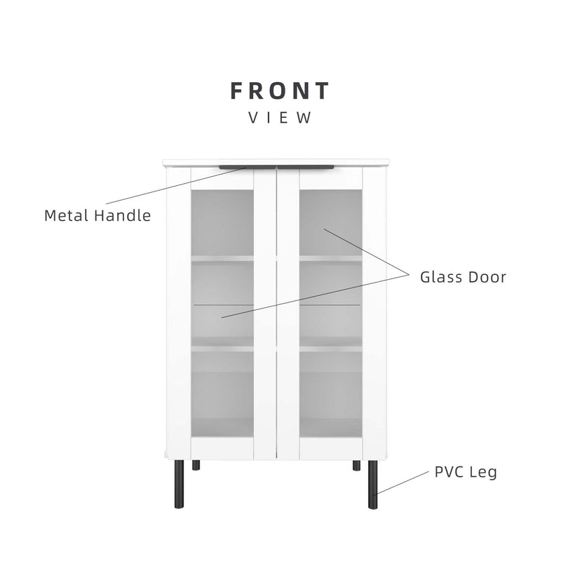 Glass Door Storage Cabinet Display Cabinet 2 Doors / 4 Doors - M8060/M8120-WT