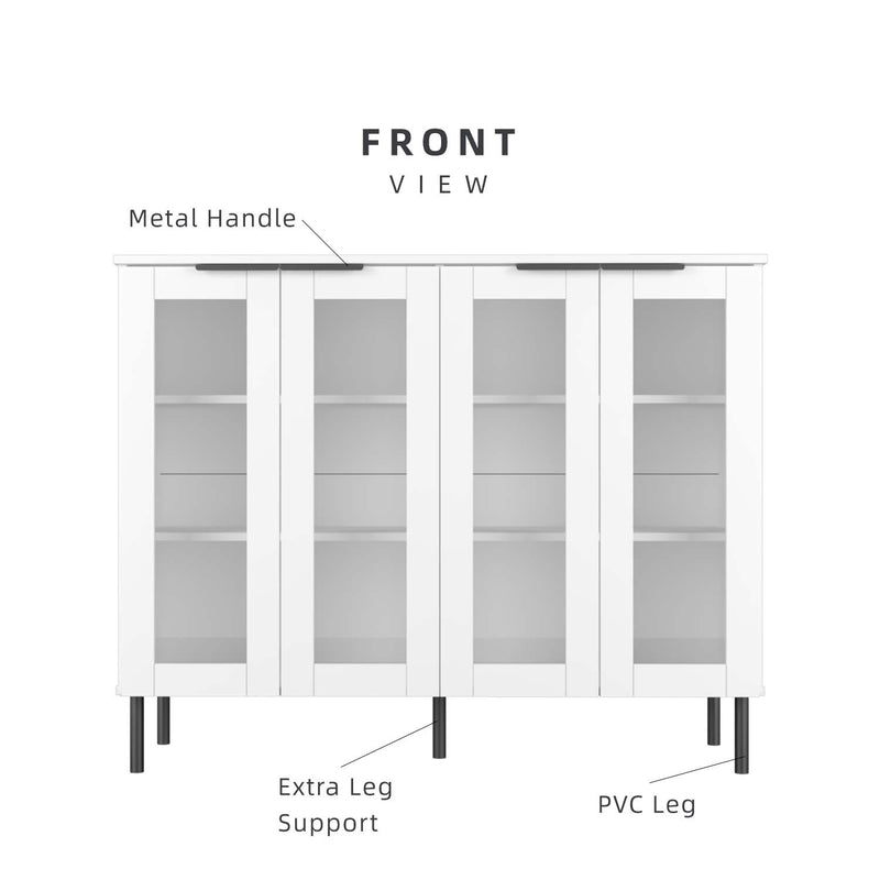 Glass Door Storage Cabinet Display Cabinet 2 Doors / 4 Doors - M8060/M8120-WT