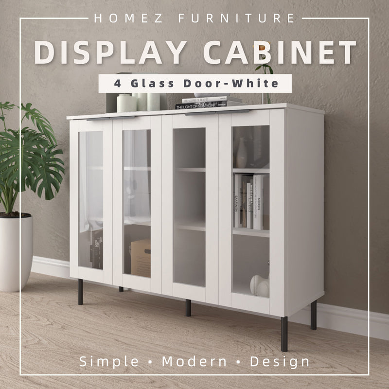 Glass Door Storage Cabinet Display Cabinet 2 Doors / 4 Doors - M8060/M8120-WT