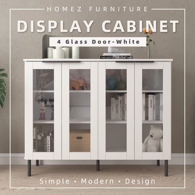 Glass Door Storage Cabinet Display Cabinet 2 Doors / 4 Doors - M8060/M8120-WT