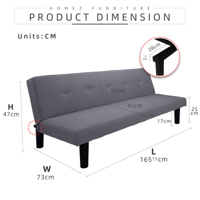 (Self-assembly) 3 Seater Linen Fabric Foldable Sofa Bed / Grey / Blue / Clay - HMZ-FN-SF-X190