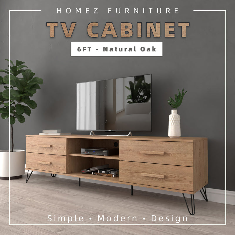 Homez Chester Series 6Ft Tv Cabinet Tv Console - C2200-OAK