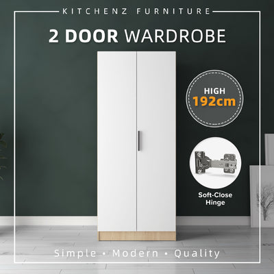 192cm High 2 Door Wardrobe with Hanging Rod-HMZ-FN-WD-6009/6419