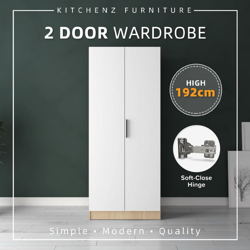 192cm High 2 Door Wardrobe with Hanging Rod-HMZ-FN-WD-6009/6419