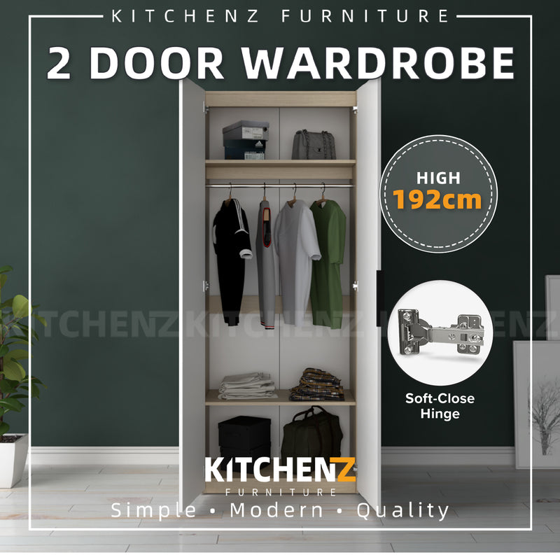 192cm High 2 Door Wardrobe with Hanging Rod-HMZ-FN-WD-6009/6419