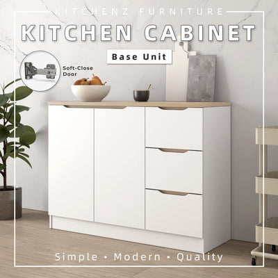 4FT Sinowa Pro Series Full Melamine Soft-Close Door Kitchen Cabinet Base Unit  / Kitchen Storage - HMZ-KBC-M9215-LH+WT