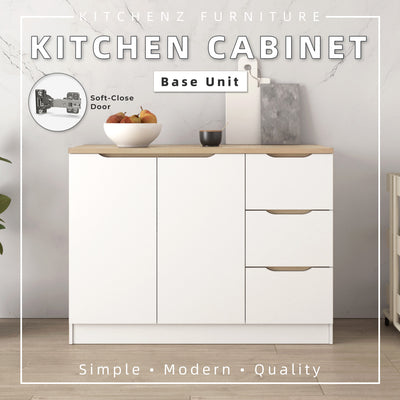 4FT Sinowa Pro Series Full Melamine Soft-Close Door Kitchen Cabinet Base Unit  / Kitchen Storage - HMZ-KBC-M9215-LH+WT