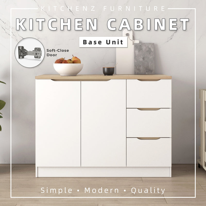 4FT Sinowa Pro Series Full Melamine Soft-Close Door Kitchen Cabinet Base Unit  / Kitchen Storage - HMZ-KBC-M9215-LH+WT