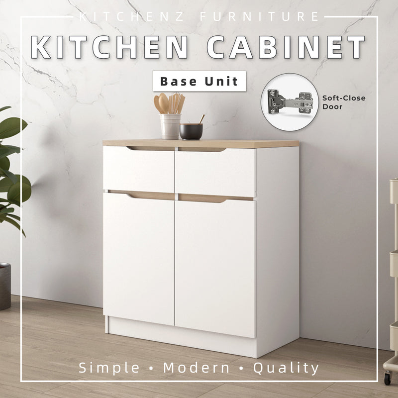 (Pro) 2.6FT Sinowa Series Full Melamine Kitchen Cabinets Base Unit/Kitchen Storage - HMZ-KBC-M9285-LH+WT