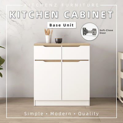 (Pro) 2.6FT Sinowa Series Full Melamine Kitchen Cabinets Base Unit/Kitchen Storage - HMZ-KBC-M9285-LH+WT
