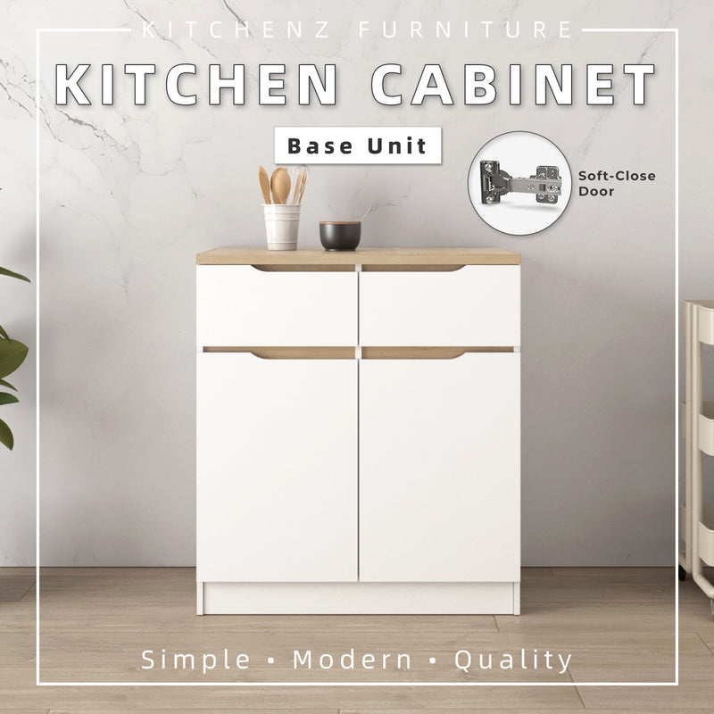 (Pro) 2.6FT Sinowa Series Full Melamine Kitchen Cabinets Base Unit/Kitchen Storage - HMZ-KBC-M9285-LH+WT