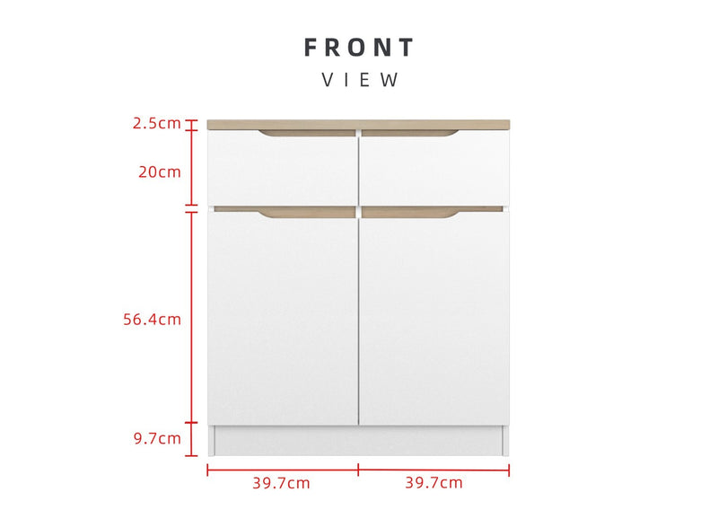 (Pro) 2.6FT Sinowa Series Full Melamine Kitchen Cabinets Base Unit/Kitchen Storage - HMZ-KBC-M9285-LH+WT