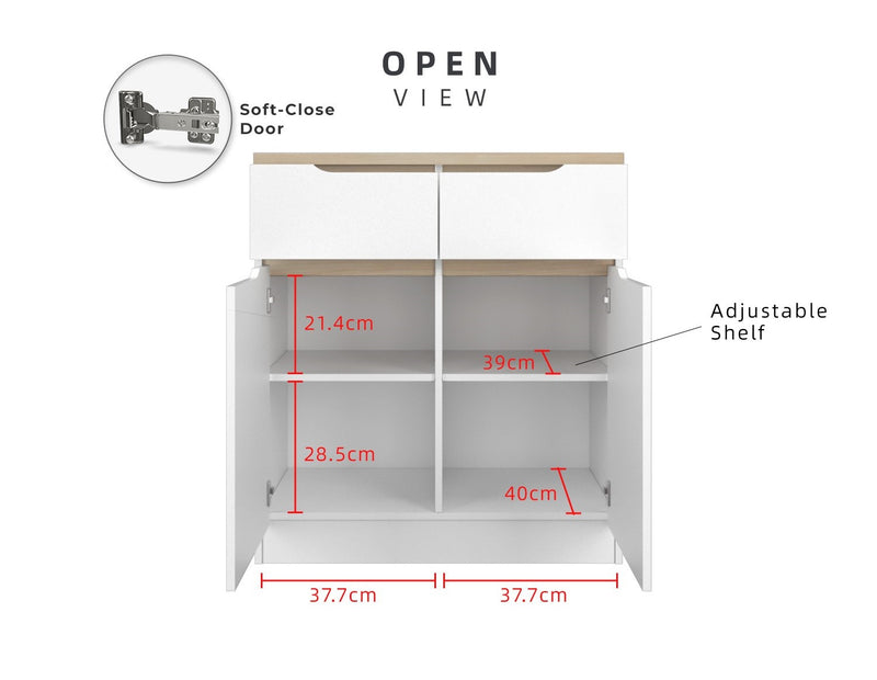 (Pro) 2.6FT Sinowa Series Full Melamine Kitchen Cabinets Base Unit/Kitchen Storage - HMZ-KBC-M9285-LH+WT
