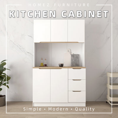 4FT Sinowa Series Full Melamine Kitchen Cabinet Tall Unit / Kitchen Storage - HMZ-KC-M2015V2-LH+WT