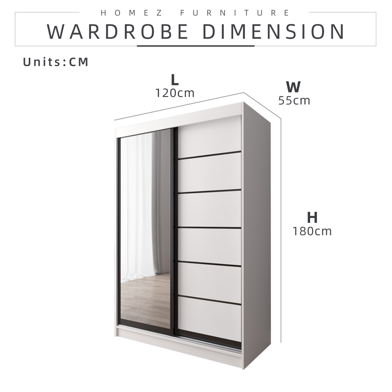 HomeZ 4FTx6FT Sliding Anti Jump Wardrobe Storage Cabinet - 6005/6015/6025/6045