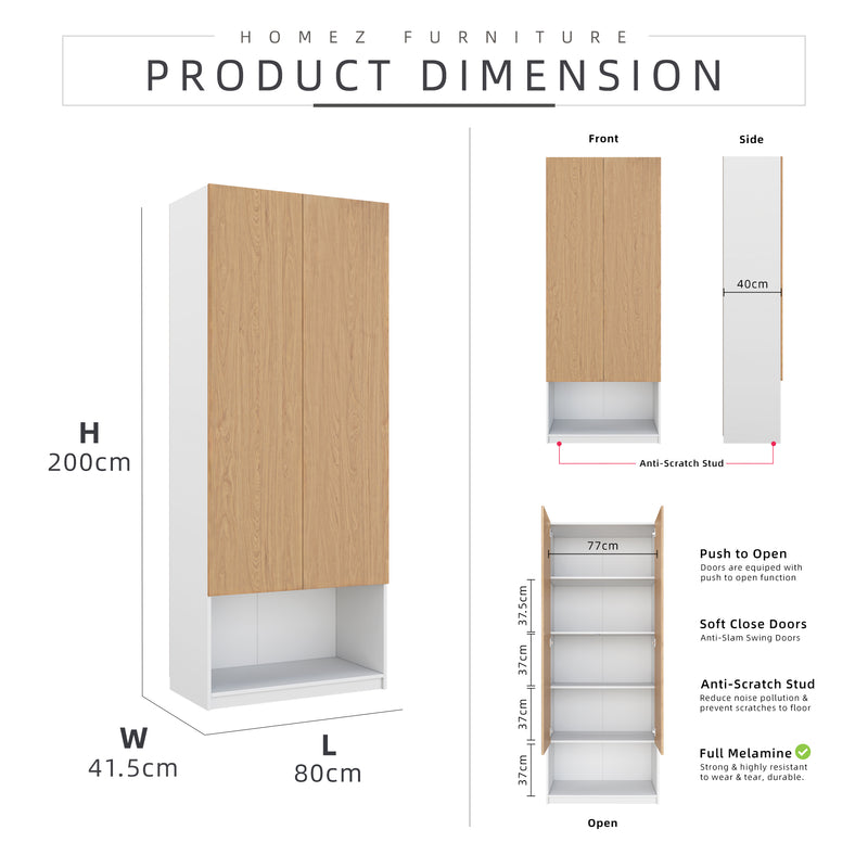 [Free Installation] Office Cabinet 2.6FTx6.5FT Tall Soft Close Doors/Open Shelves Storage Melamine - M1801/M1802/M1803