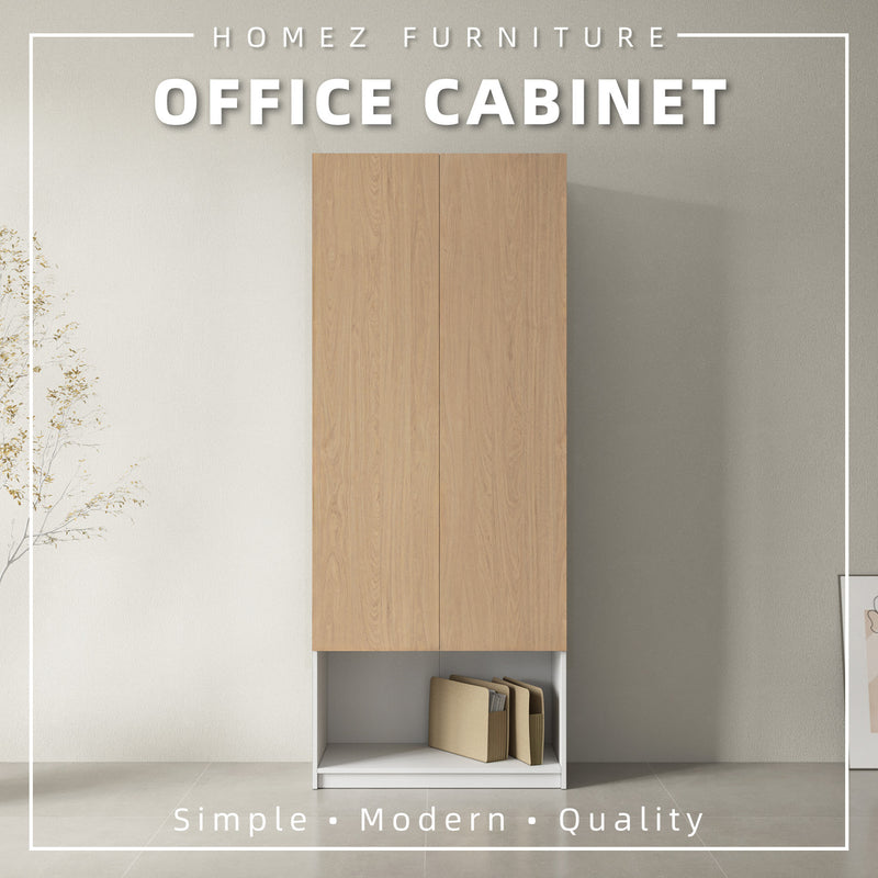 [Free Installation] Office Cabinet 2.6FTx6.5FT Tall Soft Close Doors/Open Shelves Storage Melamine - M1801/M1802/M1803